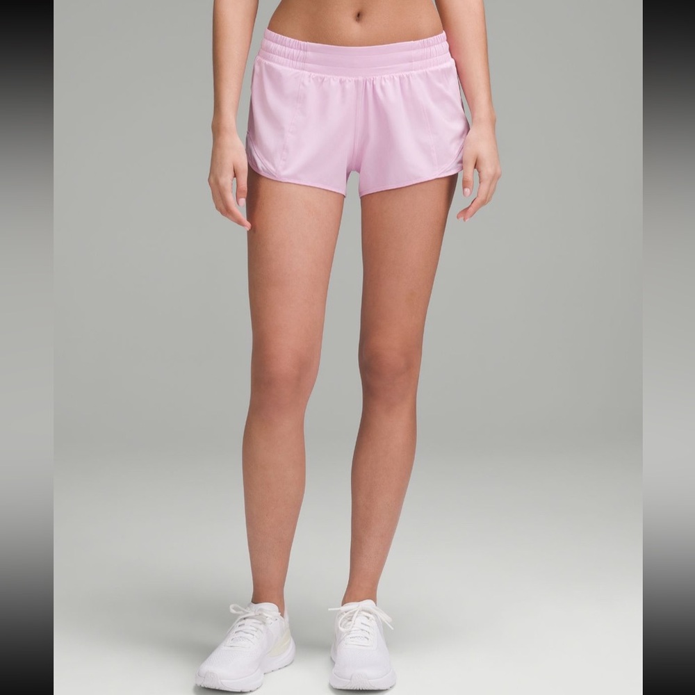 New with tags Lululemon Hotty hot low rise lined short 2.5”, Vita Pink size 12.